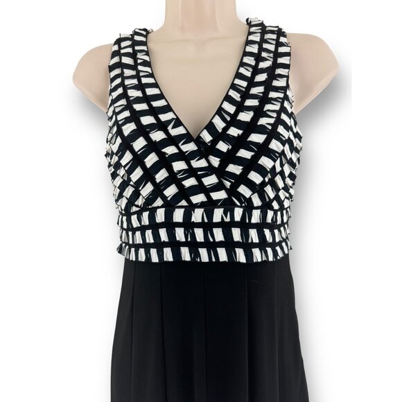 Size 4 JOSEPH RIBKOFF BLACK & WHITE FLARE DRESS Wedding Special‎ Occasion Party - Picture 2 of 6
